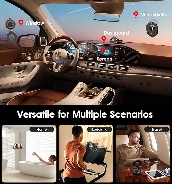Upgraded 360° Adjustable  Vacuum Magnetic Suction Phone Holder – Strong Grip, Sleek Design