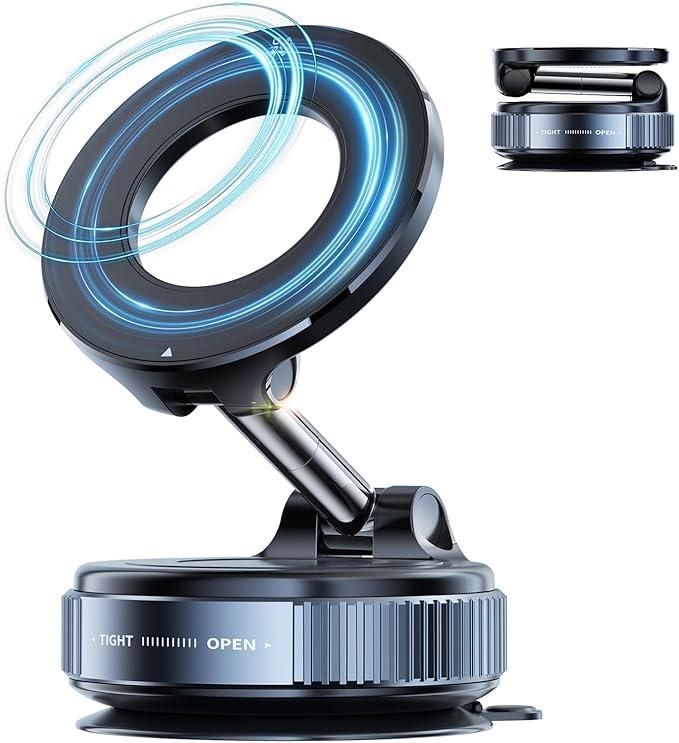 Upgraded 360° Adjustable  Vacuum Magnetic Suction Phone Holder – Strong Grip, Sleek Design
